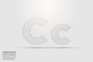 English letters abstract font consists 3d of triangles, lines, dots and connections. Vector illustration EPS 10.