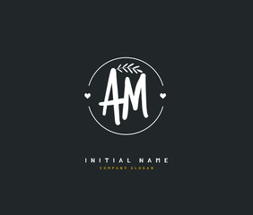 A M AM Beauty vector initial logo, handwriting logo of initial signature, wedding, fashion, jewerly, boutique, floral and botanical with creative template for any company or business.