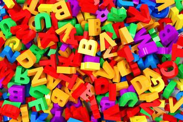 Heap of Colorful Letters Abstract Background. Education Concept