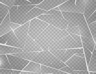 Realistic cracked ice surface. Frozen glass with cracks and scratches. Vector illustration. - obrazy, fototapety, plakaty