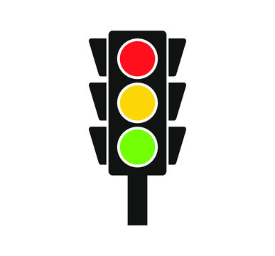 Traffic light, traffic light sequence vector icon. (Red, yellow, green lights - Go, wait, stop..) - Vector illustration image. Isolated on white background.