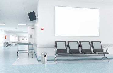 Mock up of a frame in a waiting room of a hospital - 301087400