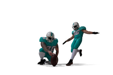 American football players isolated on white