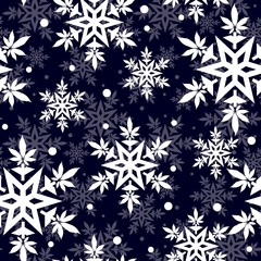 Christmas snowflakes with cannabis leaf seamless vector pattern