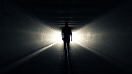 Man walking in Tunnel to the Light