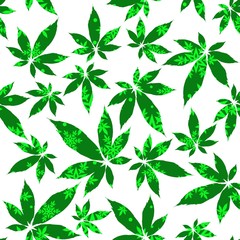 Christmas snowflakes with cannabis leaf seamless vector pattern