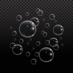 Soap bubble with rainbow reflection on transparent background. Transparent foam bubble, great design for any purposes.