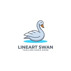 Swan Line Art industry Illustration Design Template