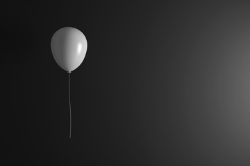White Balloon over Black Wall. 3D Rendering