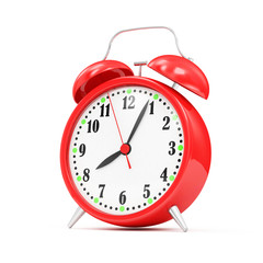 Red Alarm Clock isolated on white background. 3D Rendering