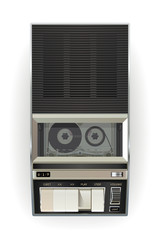 Old cassette tape player on a white background. Vector illustration template.