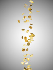 Falling Golden Coins on gradient background