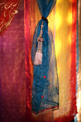 Colored wedding fabric in traditional occasion