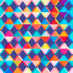 Bright triangle seamless pattern with grunge effect.