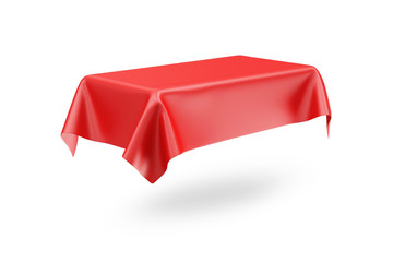 Red Tablecloth isolated on white background. 3D Rendering