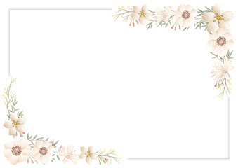 水彩風　花のフレームイラスト
