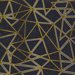 Gold color triangle seamless pattern with grunge effect.
