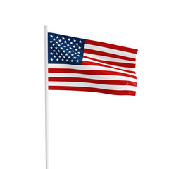 American flag of united states of america isolated on white background
