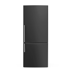 Modern Black Refrigerator isolated on white background. 3D Rendering