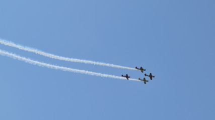 Yak-52 formation at Bucharest, Romania, September 15th 2018 - Crangasi Air Show