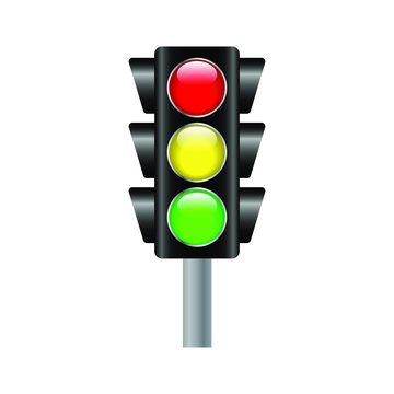 Traffic light, traffic light sequence vector icon. (Red, yellow, green lights - Go, wait, stop..) - Vector illustration image. Isolated on white background.