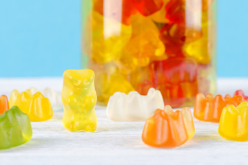 jelly candy or multivitamins closeup on the table