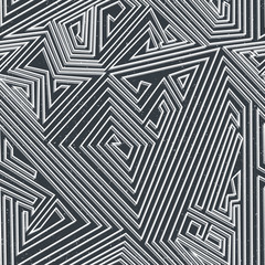 Monochrome maze seamless pattern with grunge effect.