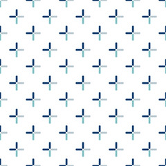 Seamless pattern simple style plus sign geometry cross add sign line shape in three colors, in blue green, navy, dark blue, gray, decorated wallpaper background for website, wrapping paper, scrapbook,