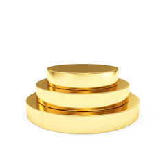 Empty Golden Podium on white background. 3D Rendering