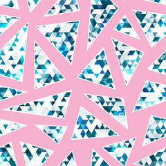 Pink triangle seamless pattern.