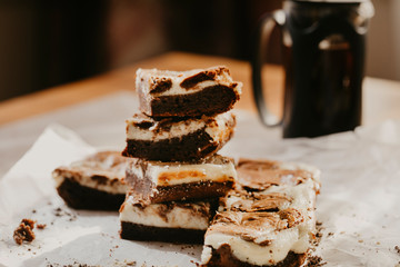 Chocolate cake close up photo