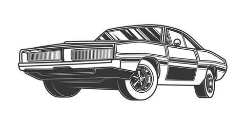 Plakat Original contour vector illustration. Retro-car.