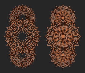 Laser cutting set. Wall panels. Jigsaw die cut ornaments. Lacy cutout silhouette stencils. Fretwork floral patterns. Vector template for paper cutting, metal and woodcut.