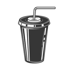 The original contour illustration of a glass of soda with a straw. Coloring