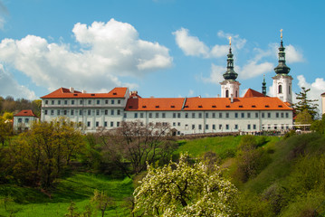 Strahov Monastery main building view. Prague, Czech Republic.