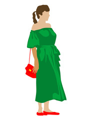 Young woman in street clothes on a white background