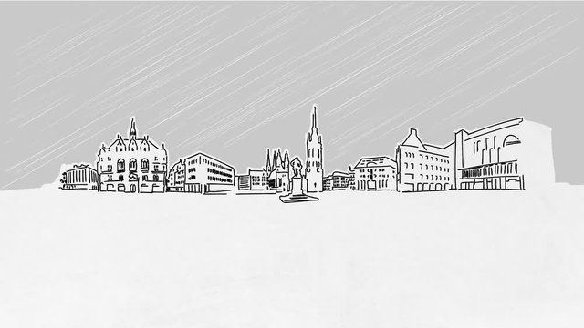 Halle Saale Market Square Selfdrawing Lines