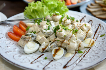 Delicious salad on plate close up. Food and restaurant concept