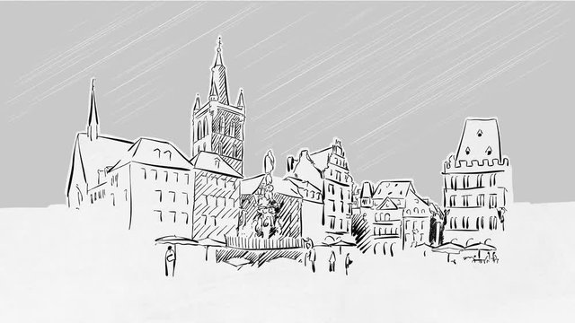Trier Market Square Selfdrawing Lines