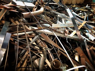 The steel waste,metal pile,stainless steel rubbish,prepare for recycle and reused