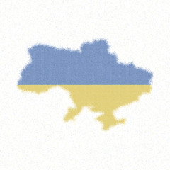 Map of Ukraine. Mosaic style map with flag of Ukraine. Dramatic vector illustration.