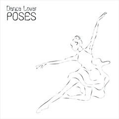 sketch of the girl in dress on a white background