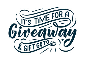 Vintage card with giveaway lettering. Calligraphy text. Decoration template. Vector illustration for holiday design.