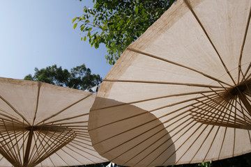 Fototapeta premium umbrella on background of blue sky