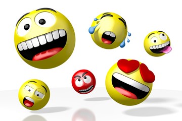 Emojis/ emoticons - different facial expressions - 3D rendering