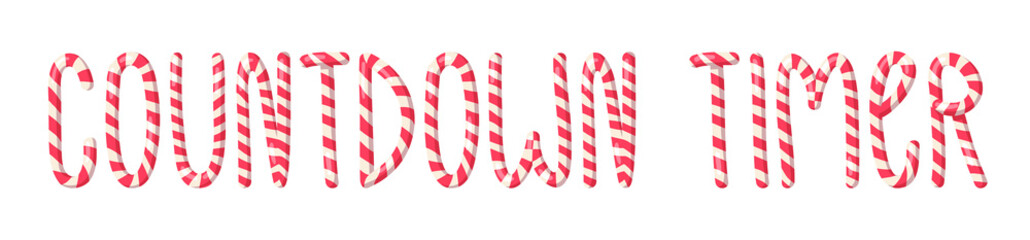 Obraz premium Cartoon vector illustration Christmas Candy Cane. Hand drawn font. Actual Creative Holidays sweet alphabet and word 