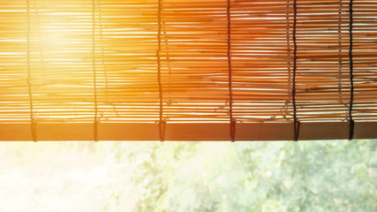 Bamboo blinds or sun blinds in the room Asian home decor