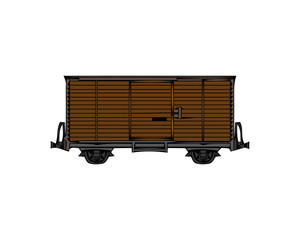 Cargo Wagon, Rail Car. Flat Vector Icon illustration. Simple colour symbol on white background. Cargo Wagon, Rail Car sign design template for web and mobile UI element.