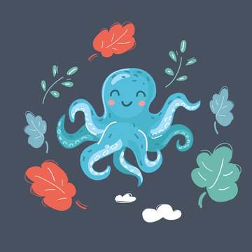 Cute cartoon image of octopus.