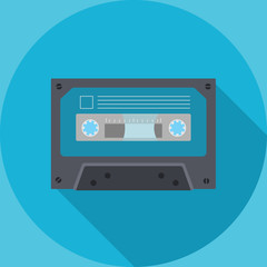 Audio Cassette Flat Icon Illustration